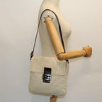 FENDI Mamma Baguette Shoulder Bag Canvas Leather Beige Brown54030