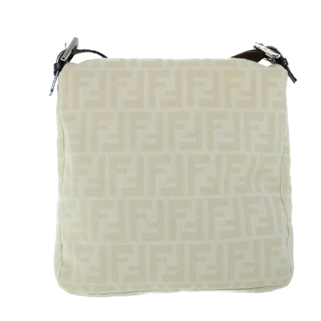 FENDI Mamma Baguette Shoulder Bag Canvas Leather Beige Brown54030