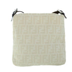 FENDI Mamma Baguette Shoulder Bag Canvas Leather Beige Brown54030