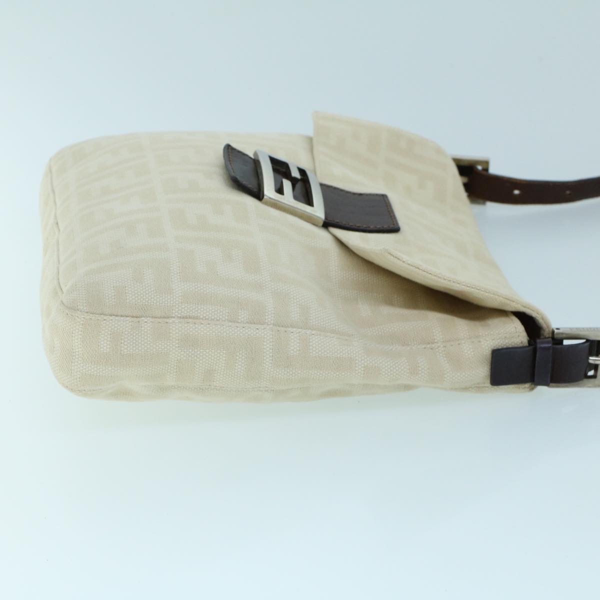 FENDI Mamma Baguette Shoulder Bag Canvas Leather Beige Brown54030