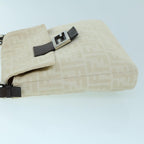 FENDI Mamma Baguette Shoulder Bag Canvas Leather Beige Brown54030