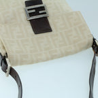 FENDI Mamma Baguette Shoulder Bag Canvas Leather Beige Brown54030