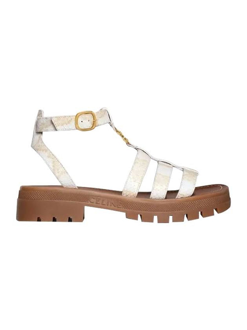 CELINE Triomphe Clea Gladiator Chunky Sandals White