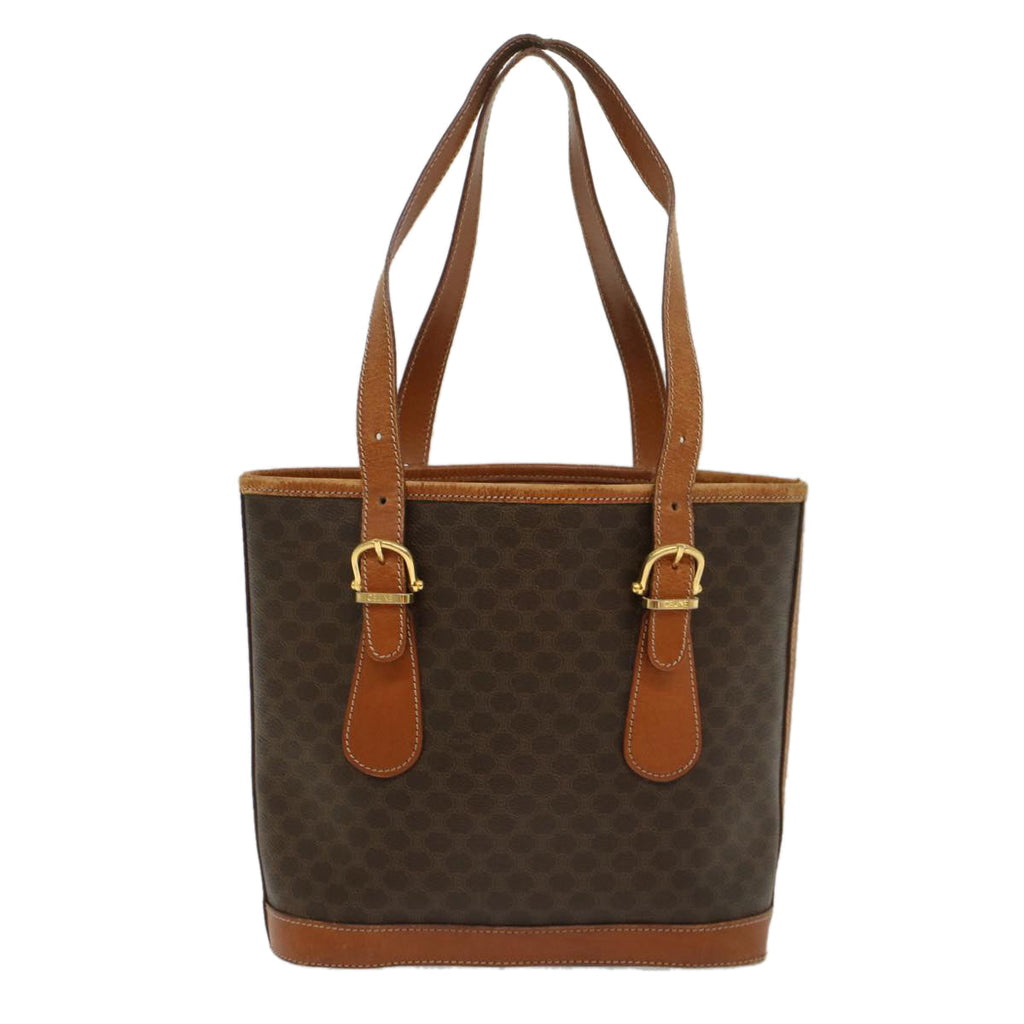 CELINE Macadam Canvas Shoulder Bag PVC Leather Brown  54110