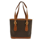 CELINE Macadam Canvas Shoulder Bag PVC Leather Brown  54110