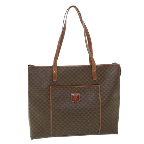 CELINE Macadam Canvas Shoulder Bag PVC Leather Brown  54121