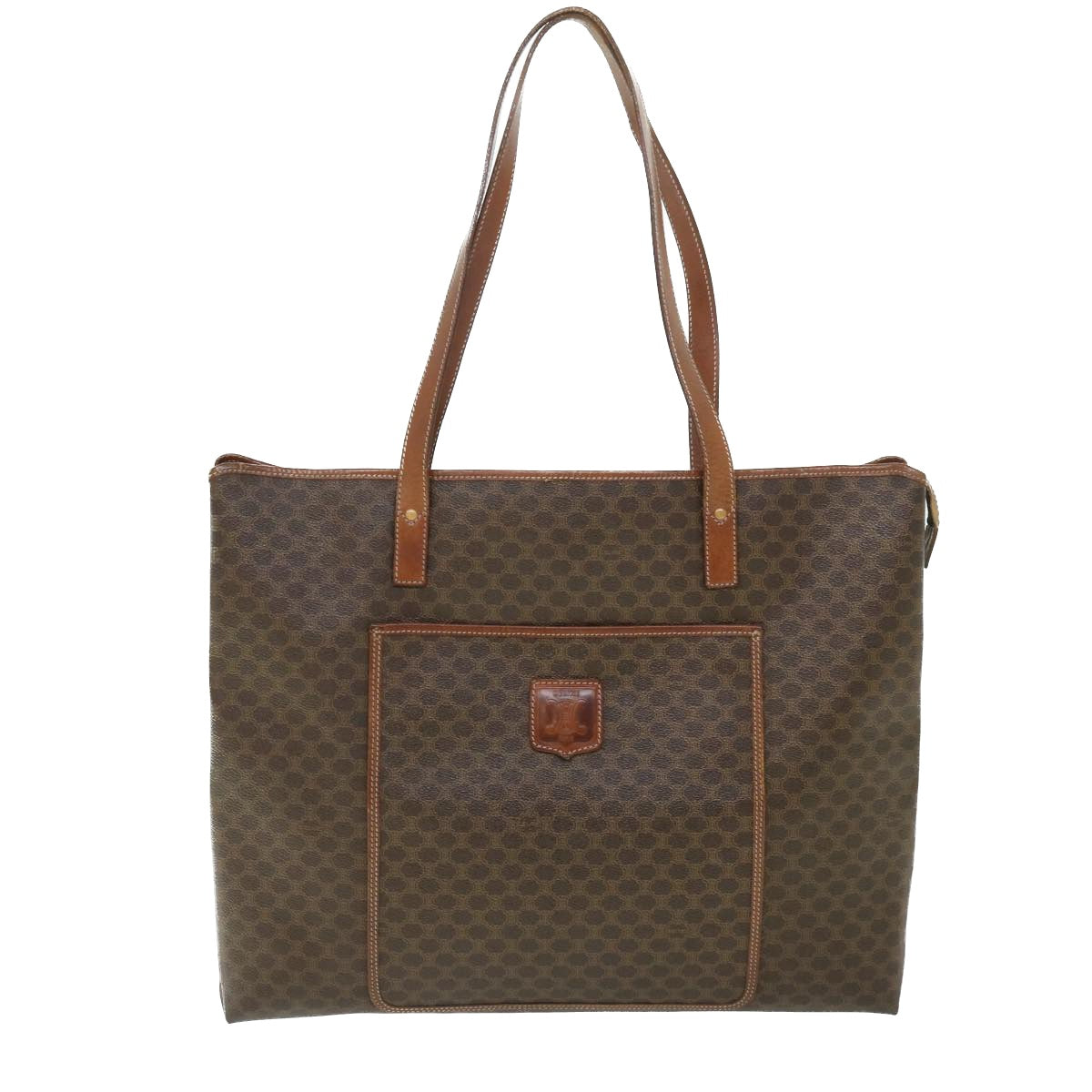 CELINE Macadam Canvas Shoulder Bag PVC Leather Brown  54121