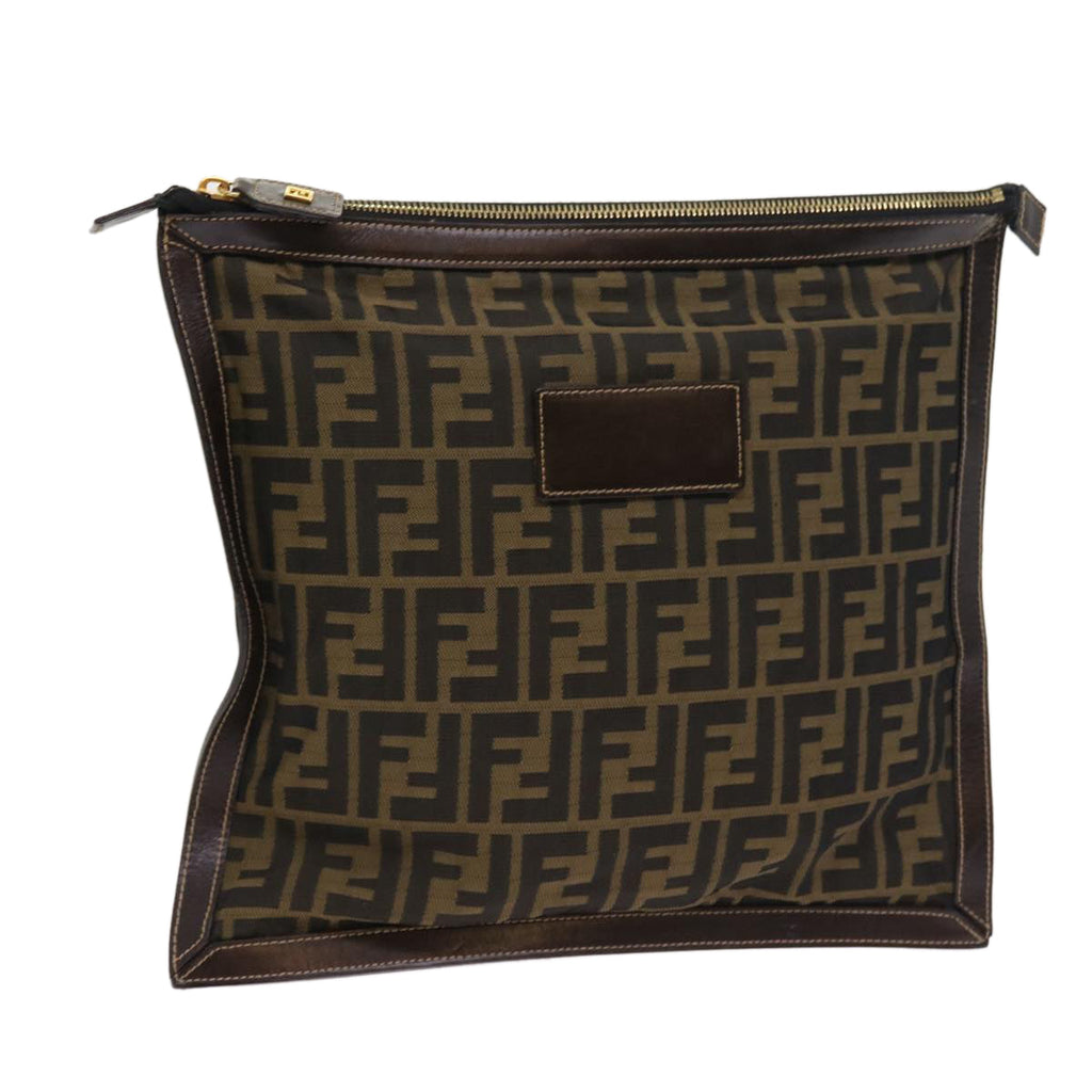 FENDI Zucca Canvas Pouch Black Brown54125