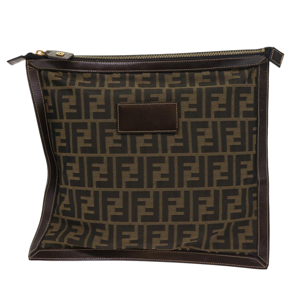 FENDI Zucca Canvas Pouch Black Brown54125