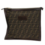FENDI Zucca Canvas Pouch Black Brown54125