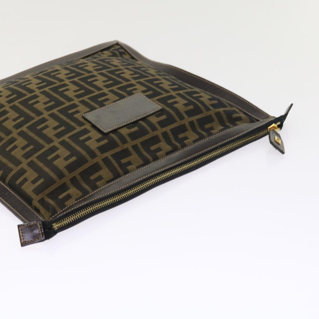 FENDI Zucca Canvas Pouch Black Brown54125