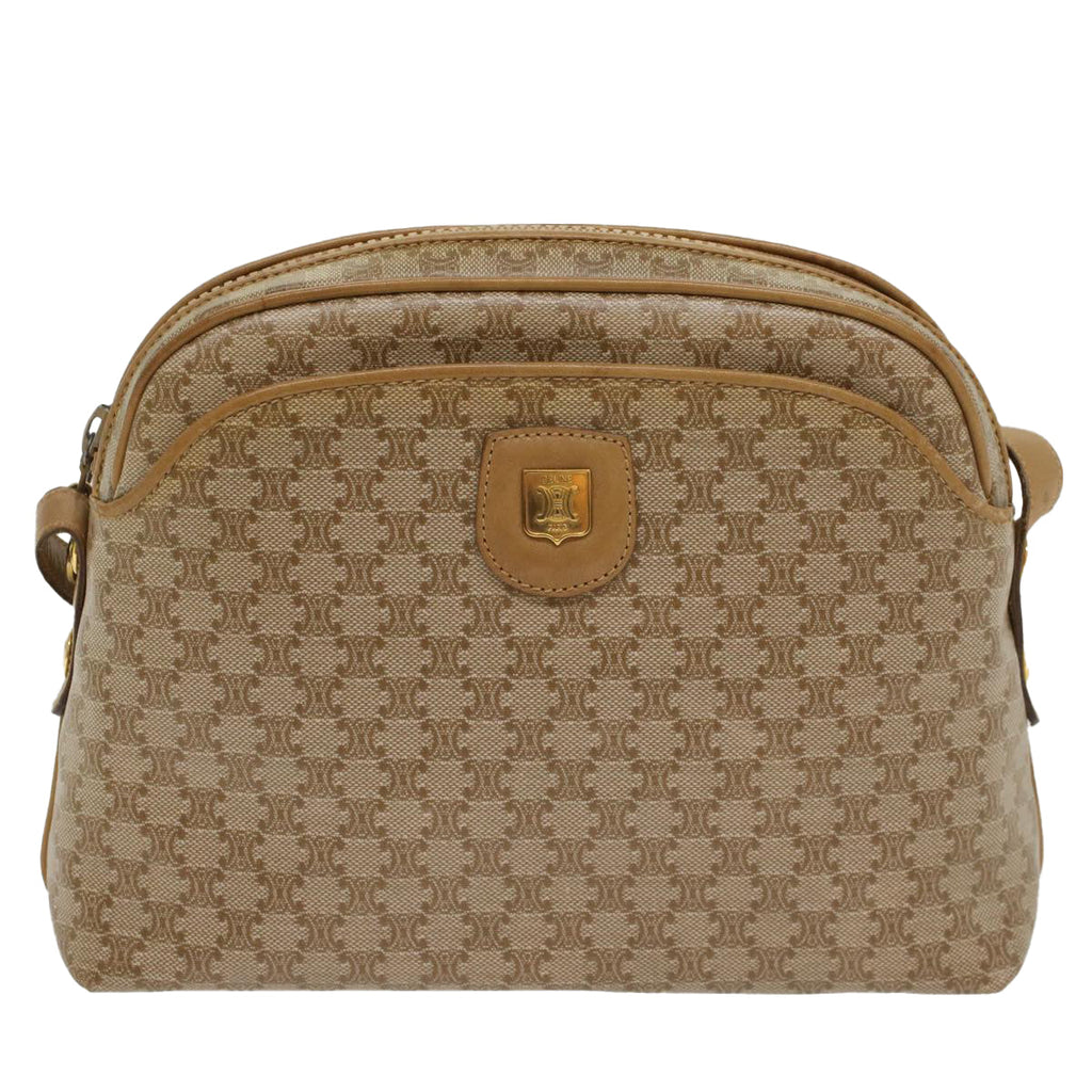 CELINE Macadam Canvas Shoulder Bag Beige  54135