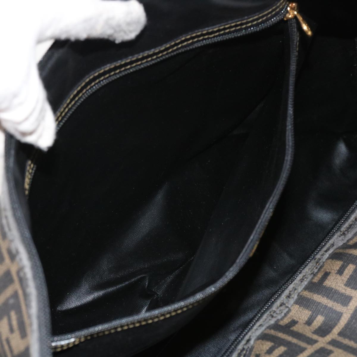 FENDI Zucca Canvas Boston Bag 2way Black Brown54154