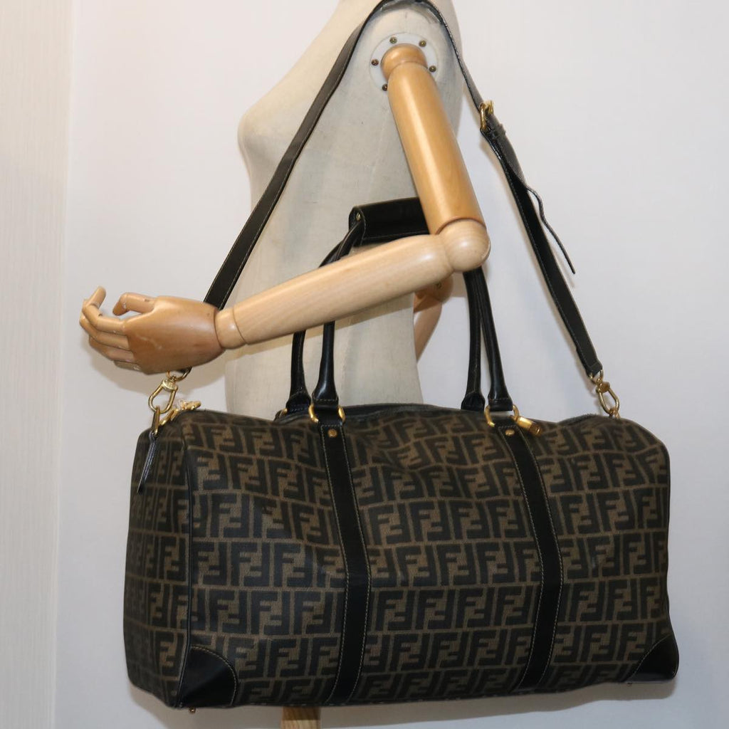 FENDI Zucca Canvas Boston Bag 2way Black Brown54154