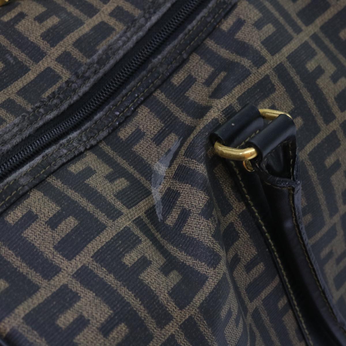 FENDI Zucca Canvas Boston Bag 2way Black Brown54154