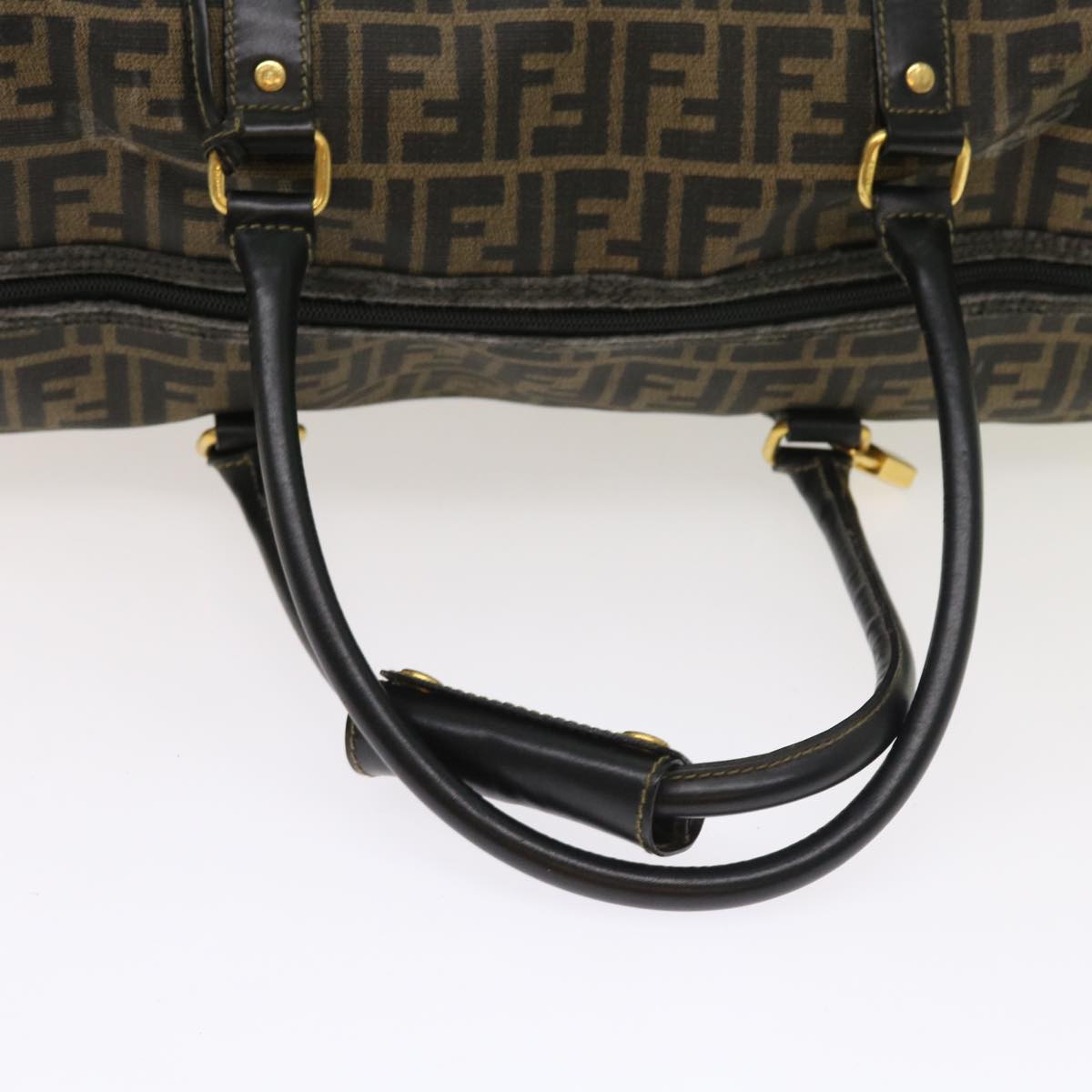 FENDI Zucca Canvas Boston Bag 2way Black Brown54154
