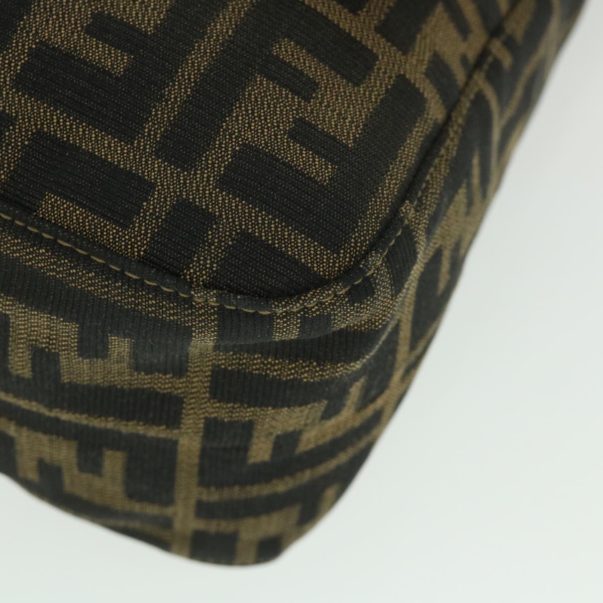 FENDI Zucca Canvas Mamma Baguette Shoulder Bag Black Brown54169