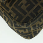 FENDI Zucca Canvas Mamma Baguette Shoulder Bag Black Brown54169
