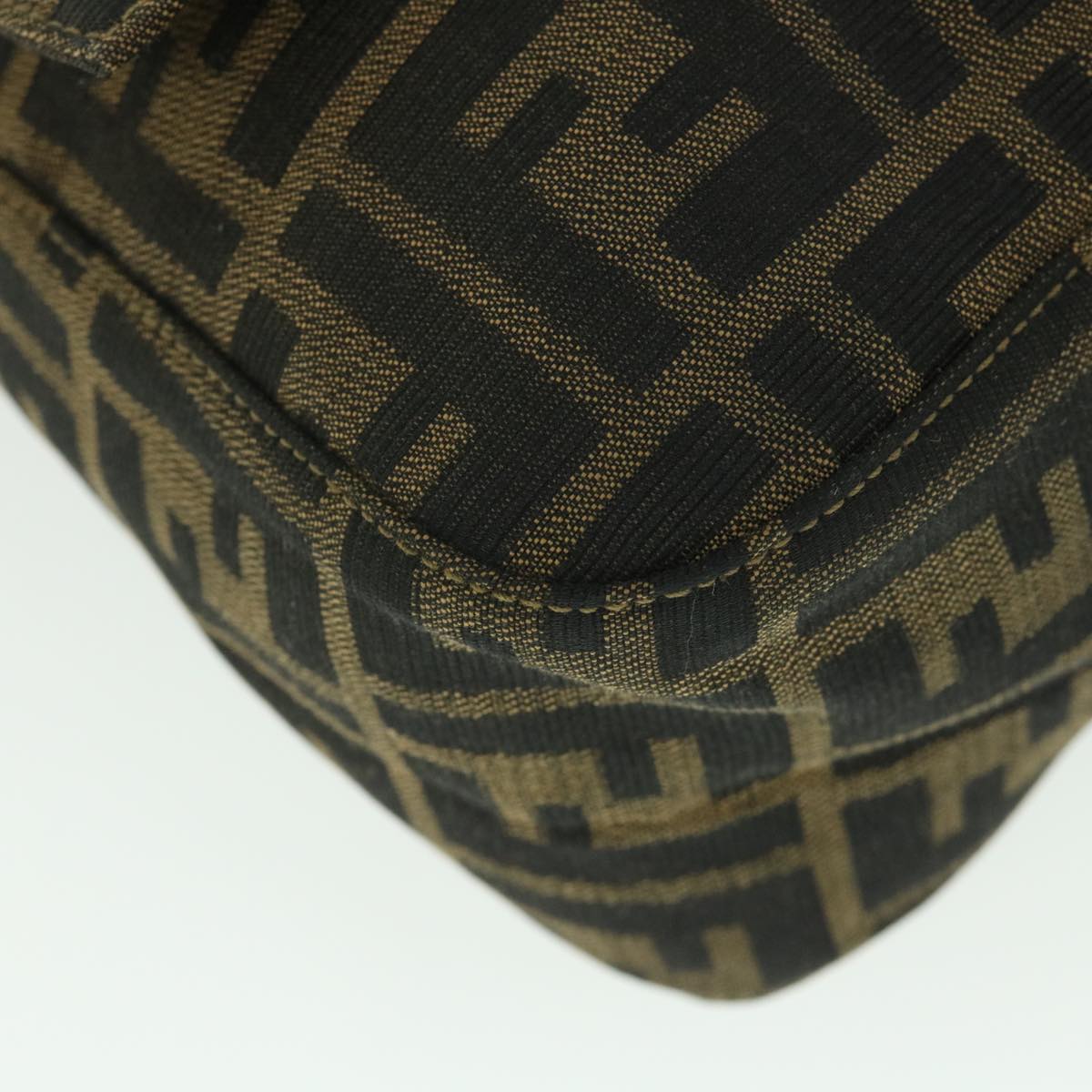 FENDI Zucca Canvas Mamma Baguette Shoulder Bag Black Brown54169
