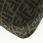 FENDI Zucca Canvas Mamma Baguette Shoulder Bag Black Brown54169