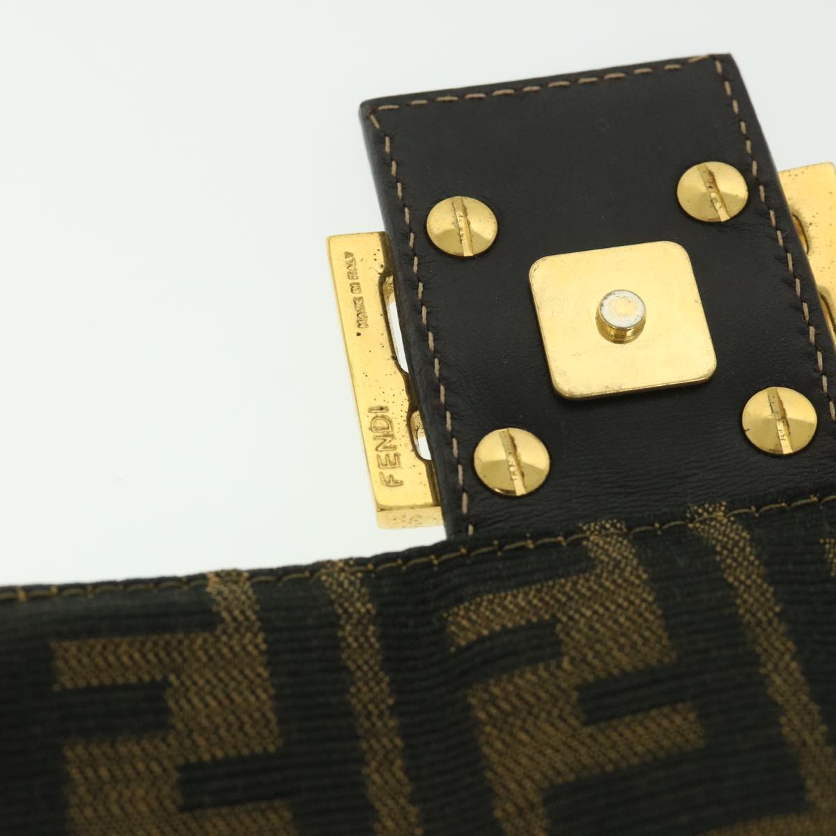 FENDI Zucca Canvas Mamma Baguette Shoulder Bag Black Brown54169