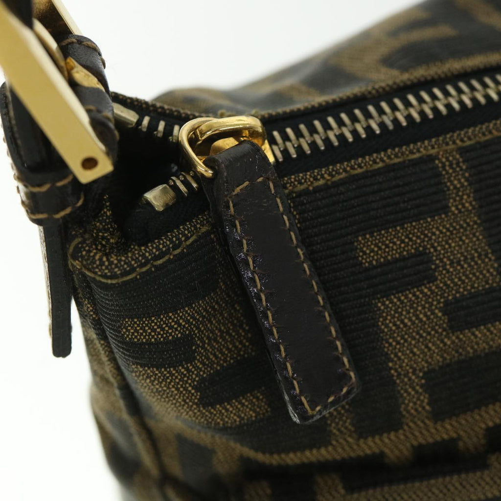 FENDI Zucca Canvas Mamma Baguette Shoulder Bag Black Brown54169