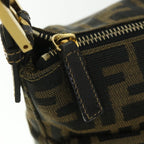 FENDI Zucca Canvas Mamma Baguette Shoulder Bag Black Brown54169