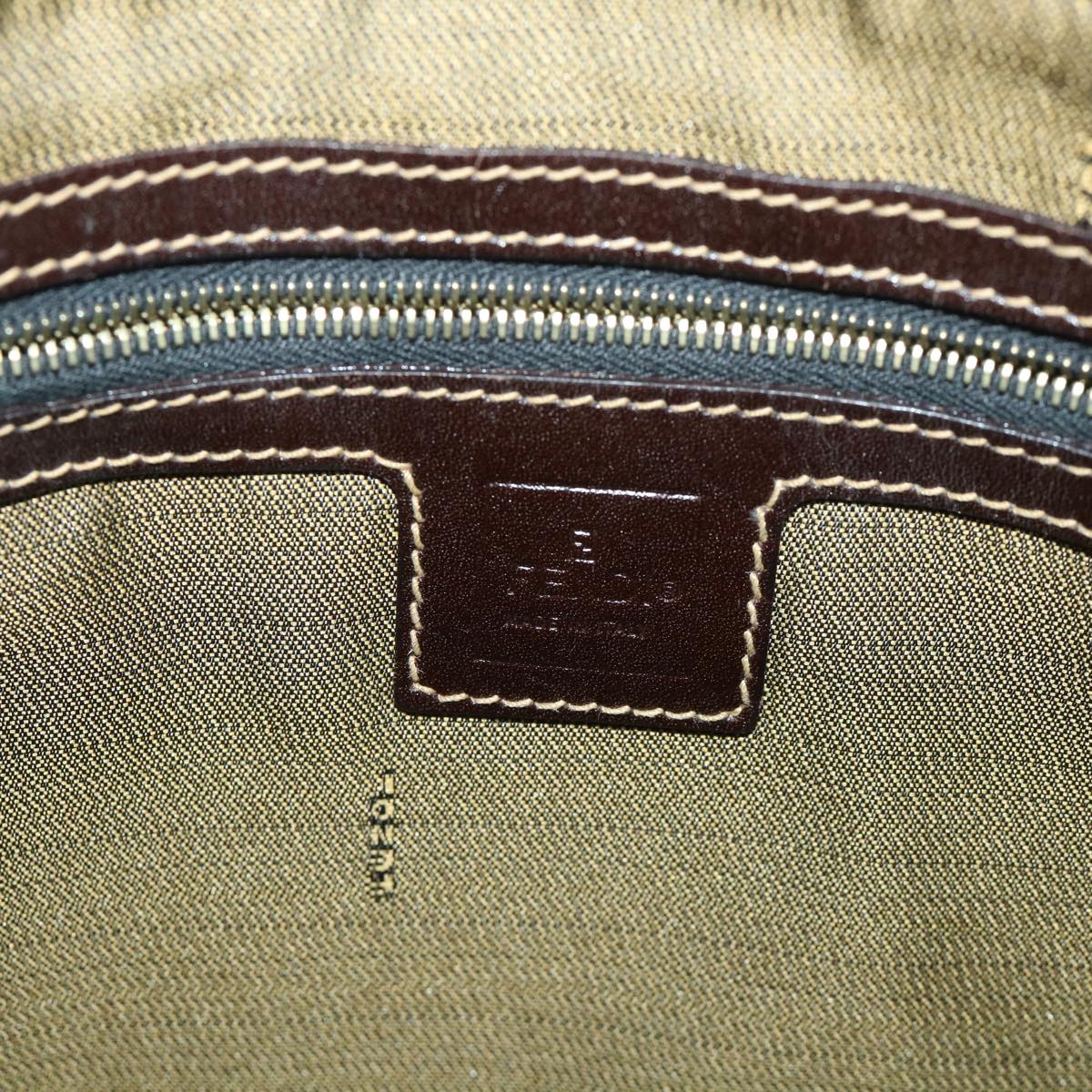 FENDI Zucca Canvas Mamma Baguette Shoulder Bag Black Brown54169