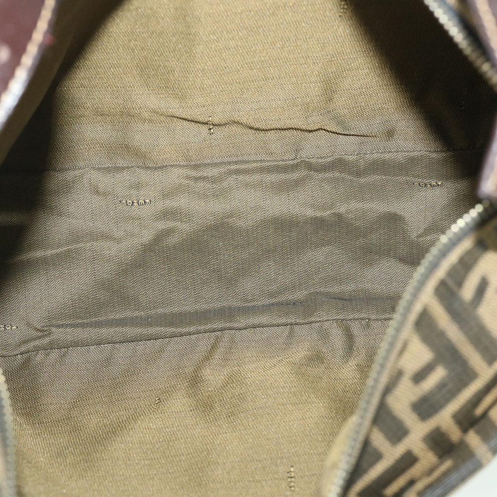 FENDI Zucca Canvas Mamma Baguette Shoulder Bag Black Brown54169