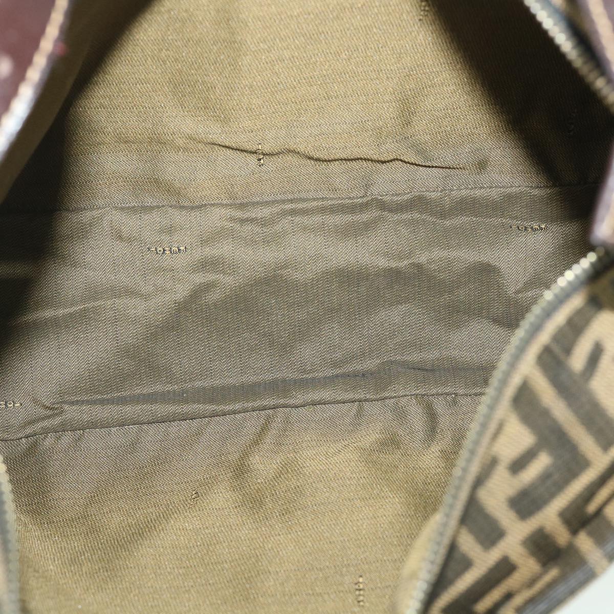 FENDI Zucca Canvas Mamma Baguette Shoulder Bag Black Brown54169