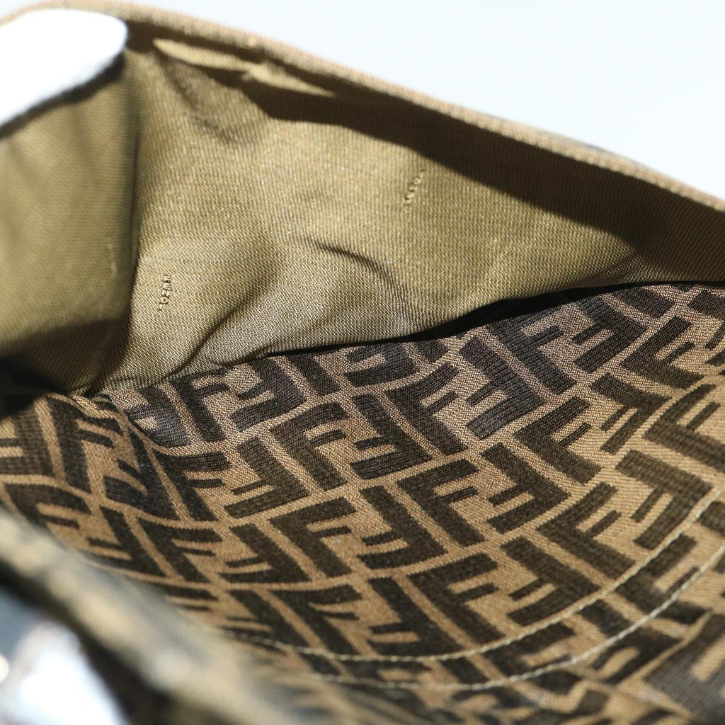 FENDI Zucca Canvas Mamma Baguette Shoulder Bag Black Brown54169