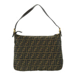 FENDI Zucca Canvas Mamma Baguette Shoulder Bag Black Brown54169