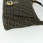 FENDI Zucca Canvas Mamma Baguette Shoulder Bag Black Brown54169