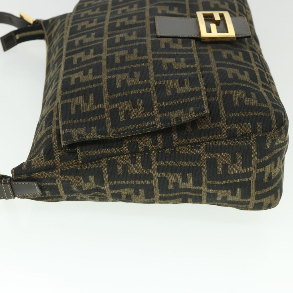 FENDI Zucca Canvas Mamma Baguette Shoulder Bag Black Brown54169