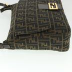 FENDI Zucca Canvas Mamma Baguette Shoulder Bag Black Brown54169