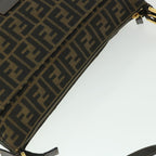 FENDI Zucca Canvas Mamma Baguette Shoulder Bag Black Brown54169