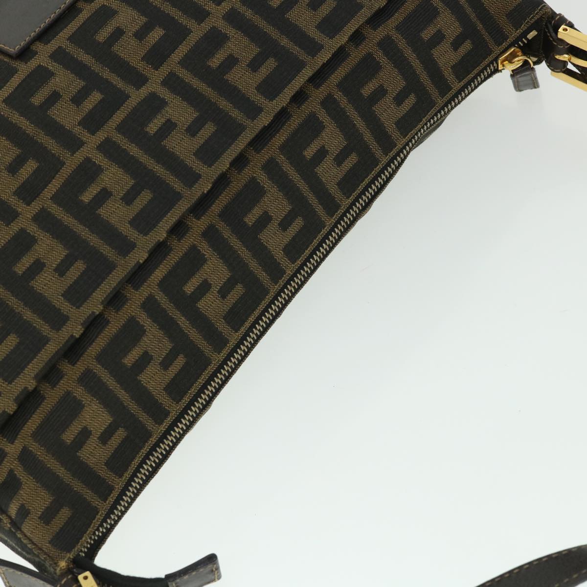 FENDI Zucca Canvas Mamma Baguette Shoulder Bag Black Brown54169