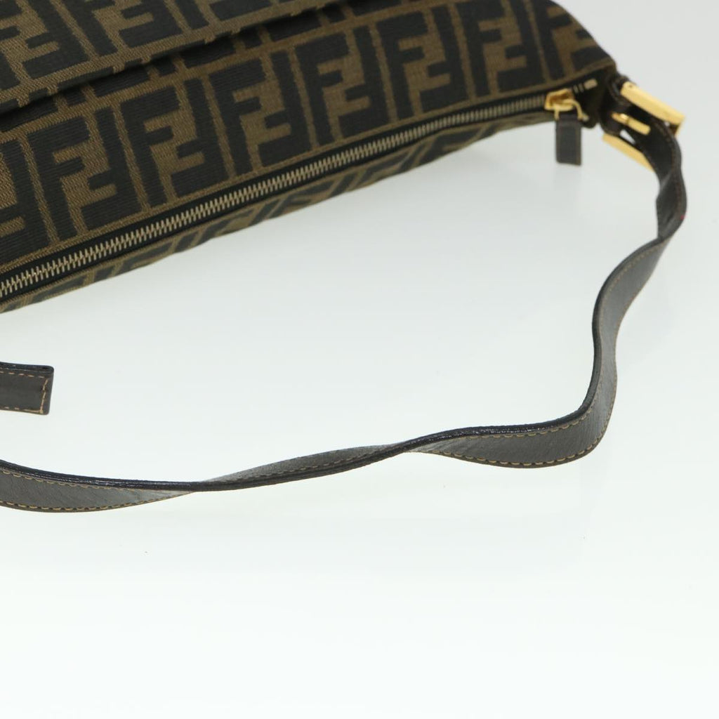 FENDI Zucca Canvas Mamma Baguette Shoulder Bag Black Brown54169