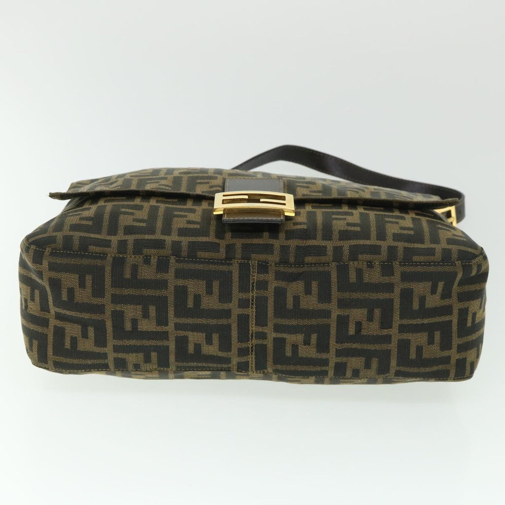 FENDI Zucca Canvas Mamma Baguette Shoulder Bag Black Brown54169