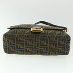 FENDI Zucca Canvas Mamma Baguette Shoulder Bag Black Brown54169