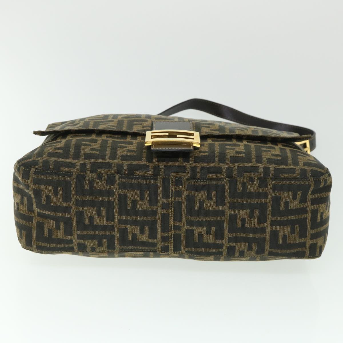 FENDI Zucca Canvas Mamma Baguette Shoulder Bag Black Brown54169