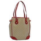 CELINE Tote Bag Macadam Canvas Beige Red  54368