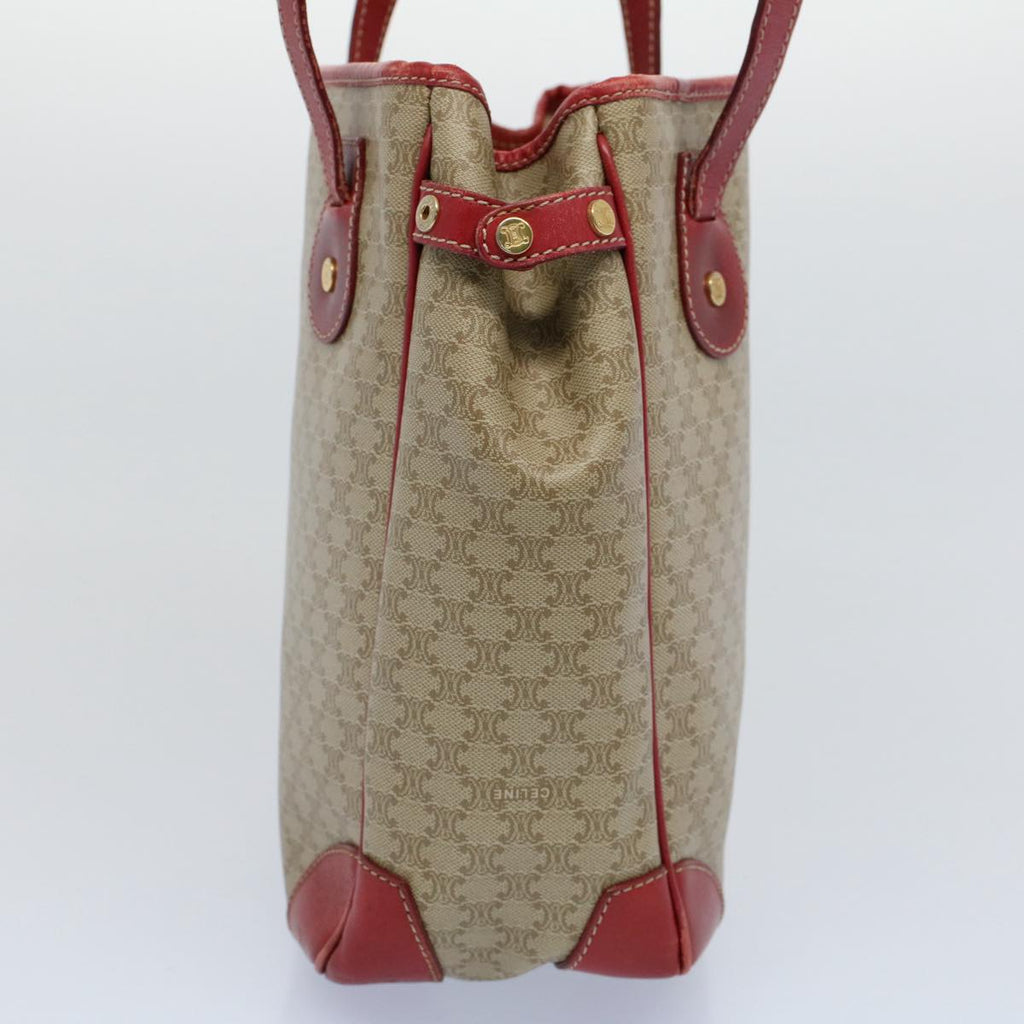 CELINE Tote Bag Macadam Canvas Beige Red  54368