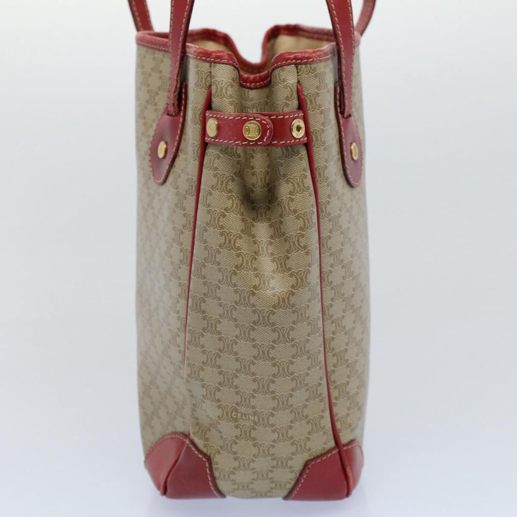 CELINE Tote Bag Macadam Canvas Beige Red  54368