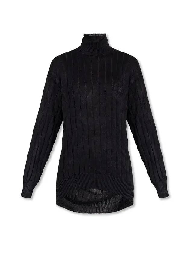 Balenciaga silk oversized turtleneck black