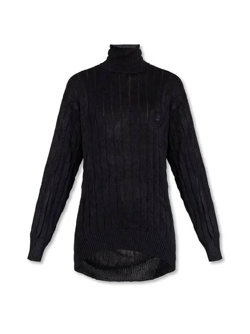 Balenciaga silk oversized turtleneck black