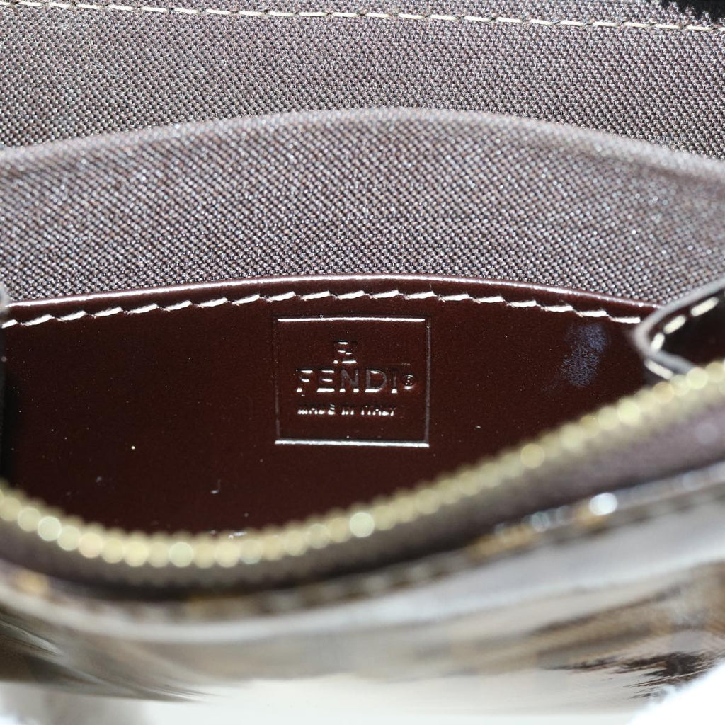 FENDI Zucchino Canvas Shoulder Wallet Enamel Brown54463