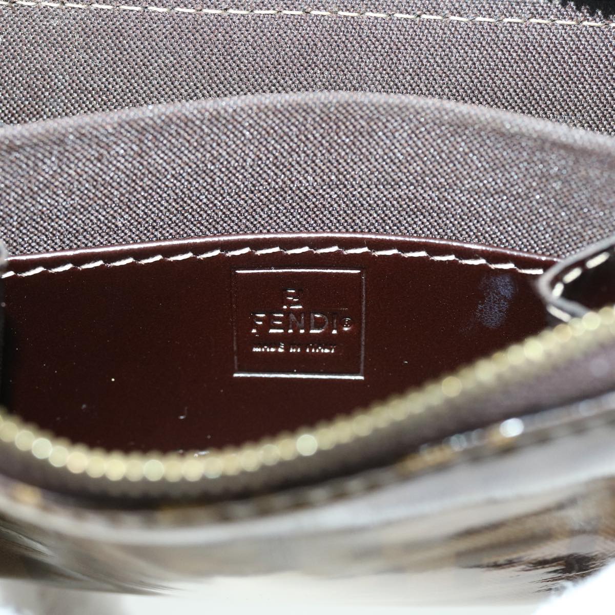 FENDI Zucchino Canvas Shoulder Wallet Enamel Brown54463