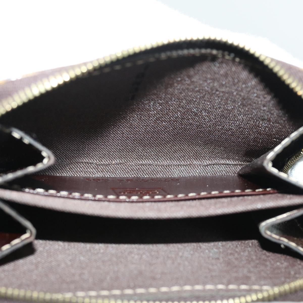 FENDI Zucchino Canvas Shoulder Wallet Enamel Brown54463