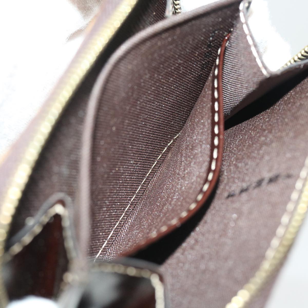 FENDI Zucchino Canvas Shoulder Wallet Enamel Brown54463